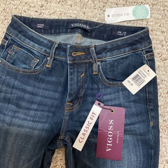 Vigoss Classic Fit Skinny Jeans - Dark Wash Size 26 NWT - Picture 2 of 6